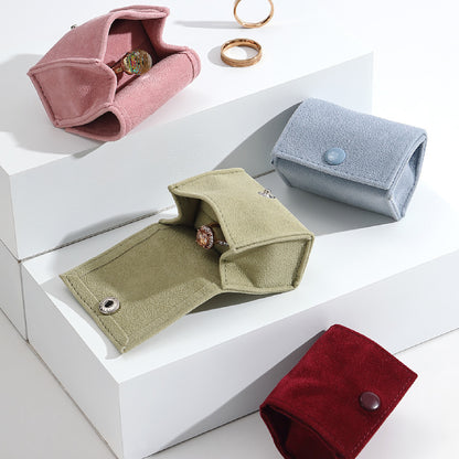 2.4" Velvet Jewelry Case Rings Gift Box Mini Envelope Snap Pouch Boutique Packaging