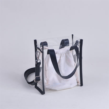 Stadium Approved Bag PVC Transparent Shoulder Bag Clear Bag Crossbody Bag W/ Separate Drawstring Bag