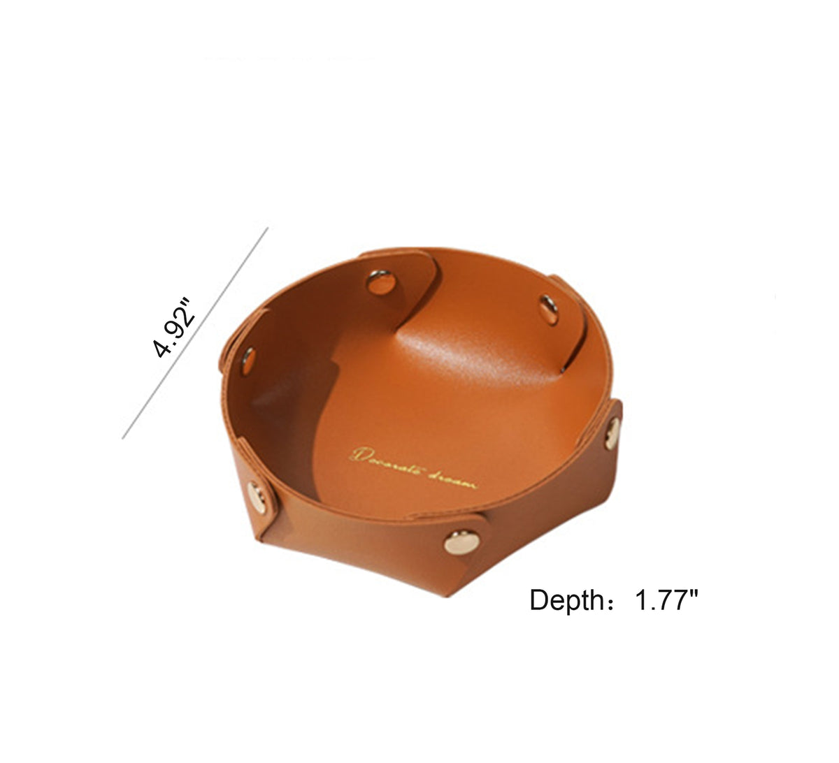 4.92'' Dia Foldable PVC Leather Desk Sundries Storage Tray