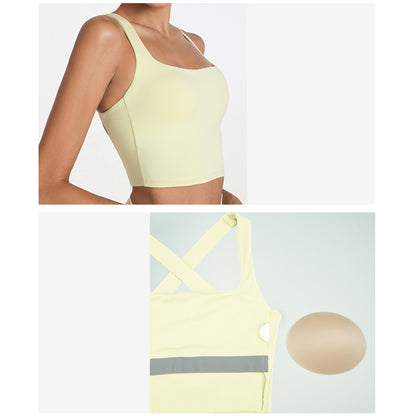 High Support Criss-Cross Back Sports Bras Workout Top with Removable Cups