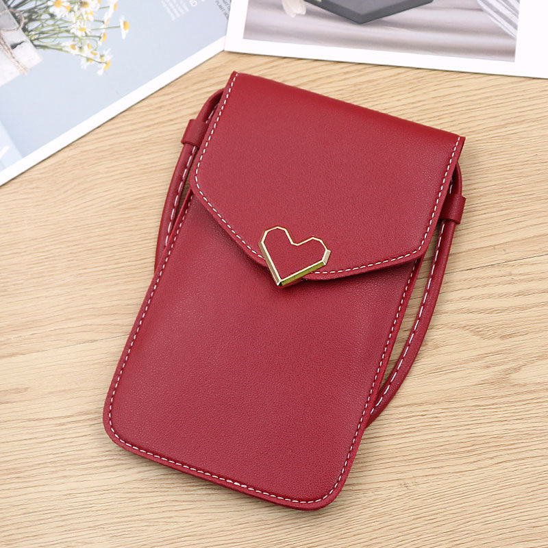Touch Screen PU Leather Purse Bag Small Crossbody Bag Mini Messenger Bag Single Shoulder Handbag