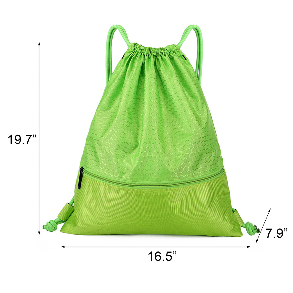 Waterproof Draw String Back Sack with Zip Pocket- Size L