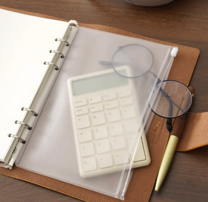 A5 Soft Lychee Texture Leather Binder Loose-leaf Notebook W/ Pen Holder