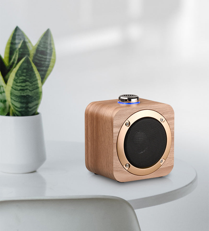 Portable Wood Knob Control TWS Wireless Speaker