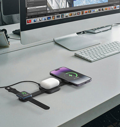 Engraved 3" 1 Foldable Magnetic Wireless Charger Wireless Charging Pad For Multiple Devices