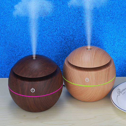 Wooden Shaped Mini Air Humidifier w/LED Light