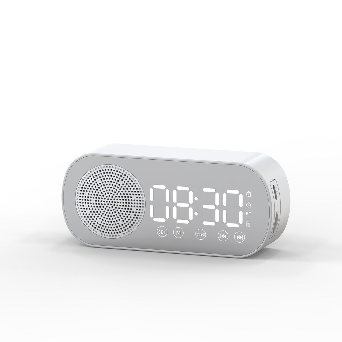 2000 mAh Digital LED Mirror Radio Alarm Clock Wireless Speaker