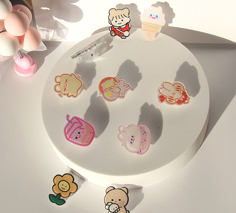 Cute Acrylic Album Memo Clip Bag Binder Sealing Clip Food Bag Clamp-Two Sides Imprint