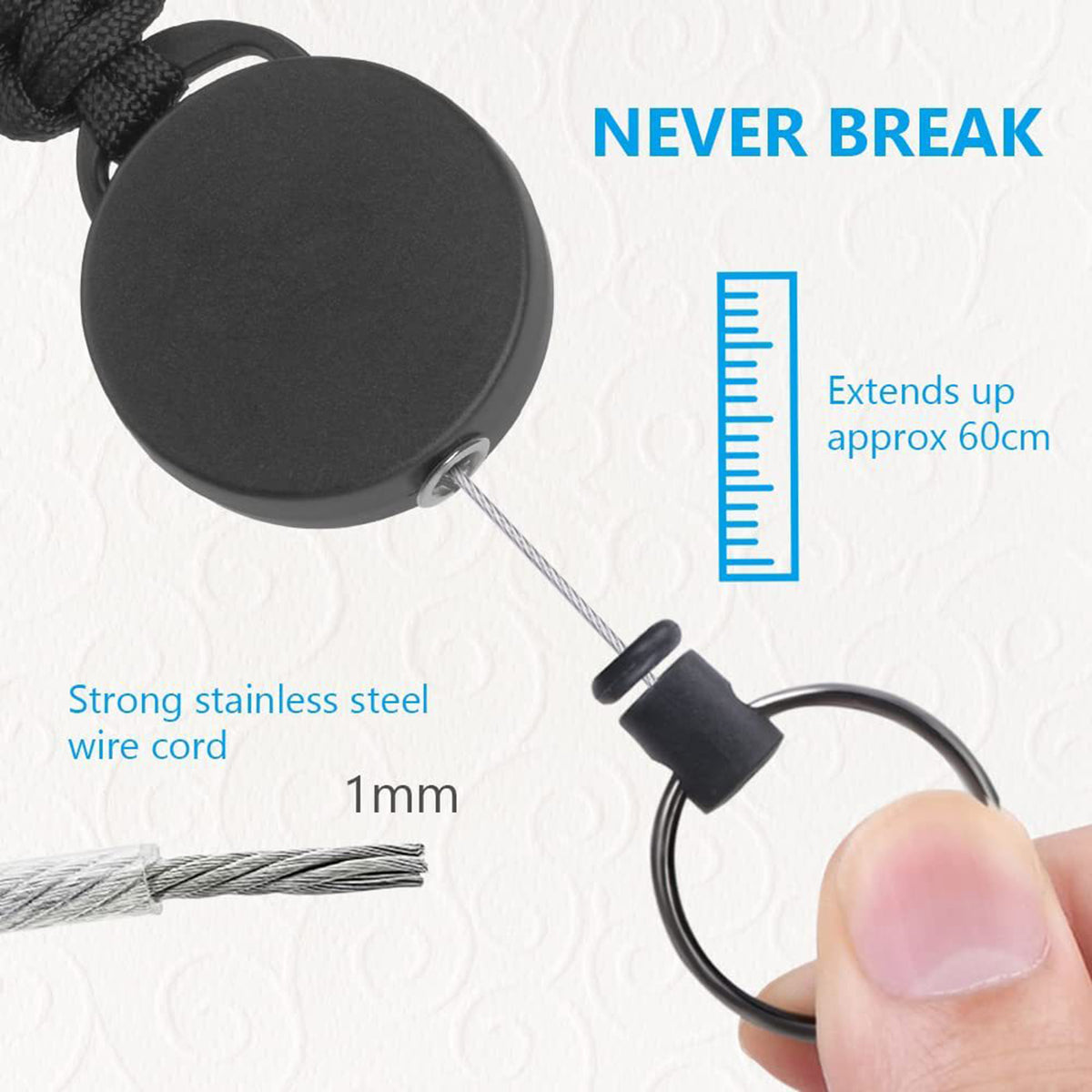 Retractable Badge Reel ID Holder Paracord Belt Clip