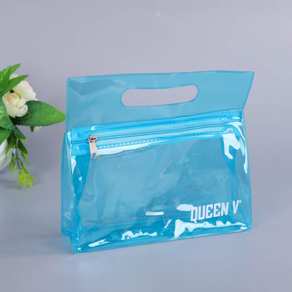 20mil PVC Zippered Toiletry Makeup Bag Handle Bag