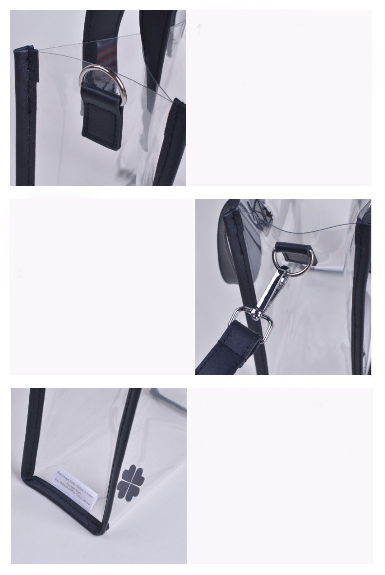 Stadium Approved Bag PVC Transparent Shoulder Bag Clear Bag Crossbody Bag W/ Separate Drawstring Bag