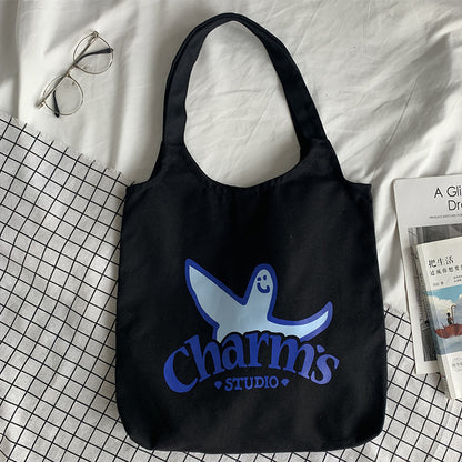 Canvas Grocery Shopping Tote Bag Single Shoulder Bag Daily Casual Bag For Students