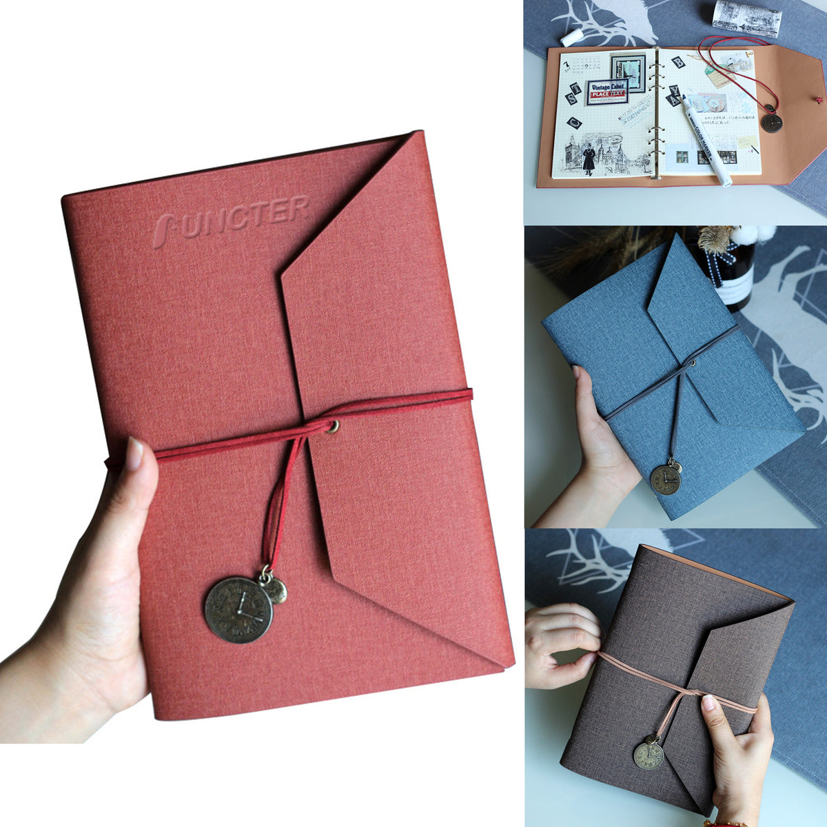 A5 PU Leather Notebook With Flap Cover Journal Business Notebook Rope Closure