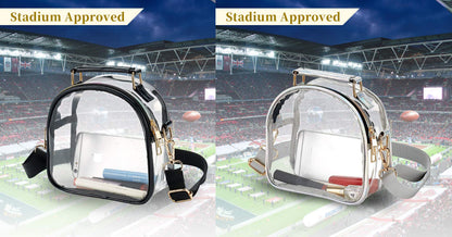 Women's PVC Transparent Clutch Clear Purse Crossbody Bag with Adjustable Strap Stadium Approved Bag