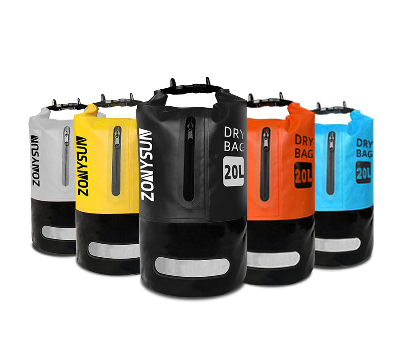 20L Foldable Waterproof Dry Bag w/Pocket & Reflective Strip