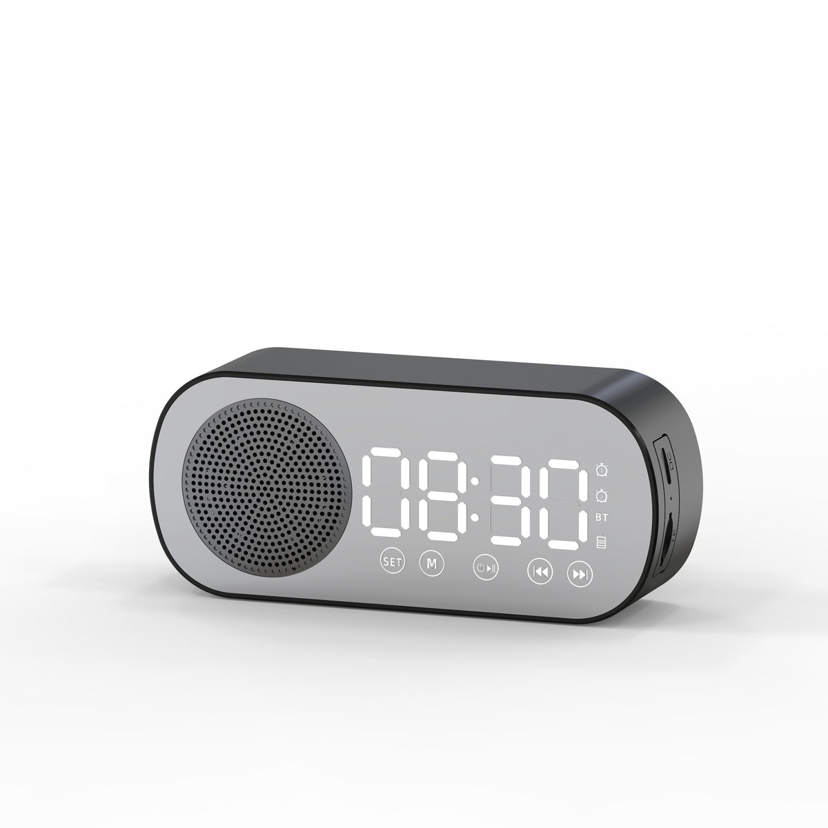 2000 mAh Digital LED Mirror Radio Alarm Clock Wireless Speaker