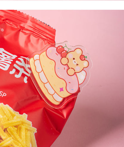 Cake Shaped Acrylic Album Memo Clip Bag Binder Sealing Clip Food Bag Clamp-Two Sides Imprint