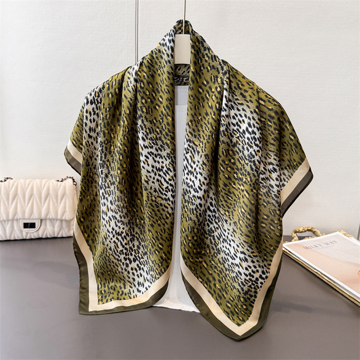 Custom 35.5" x 35.5" Polyester Satin Silk Feeling Head Scarf Women's Fashion Square Neck