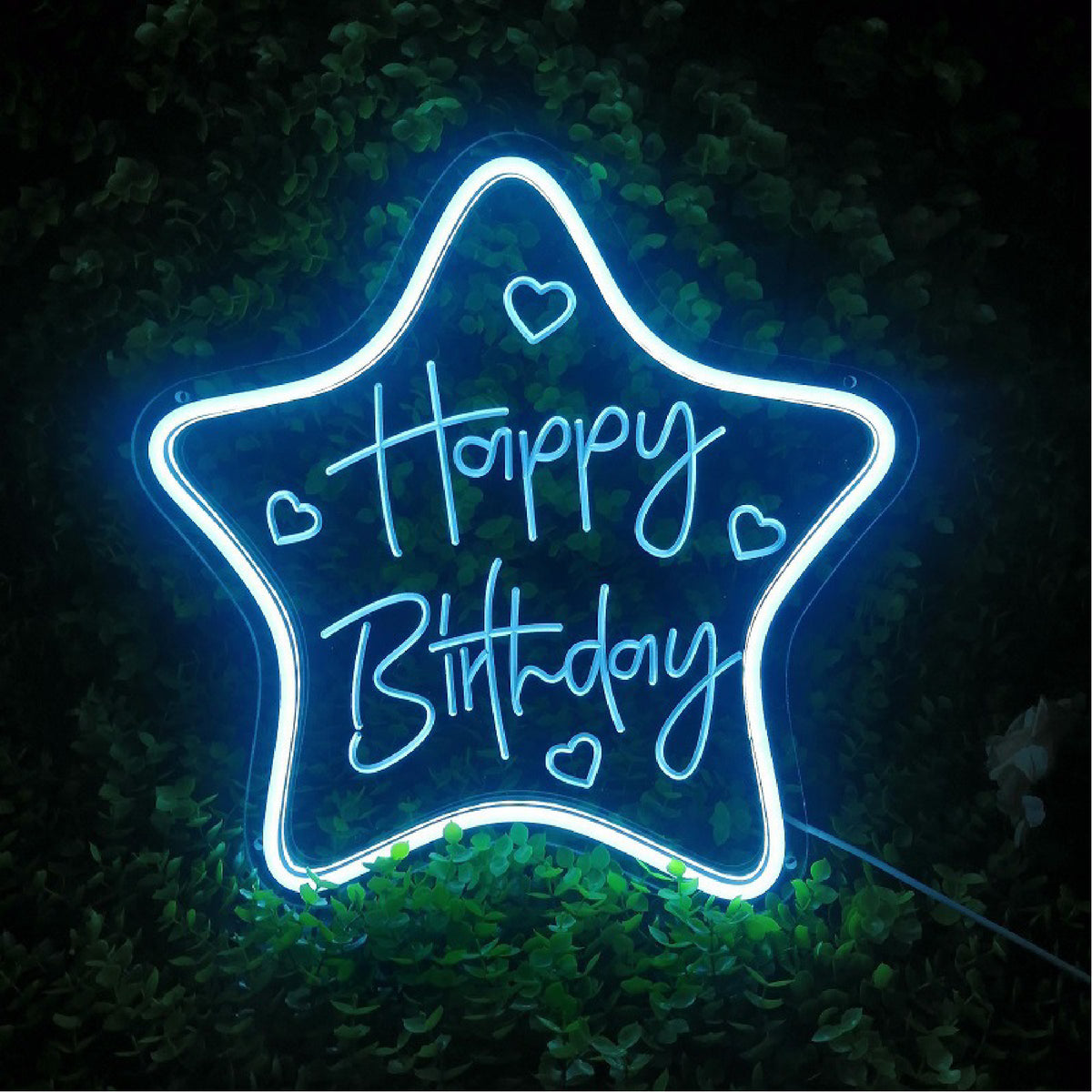 16" Birthday Party Neon Sign Custom Text Shining Star LED Light Happy Birthday Sign LED Glow Sign