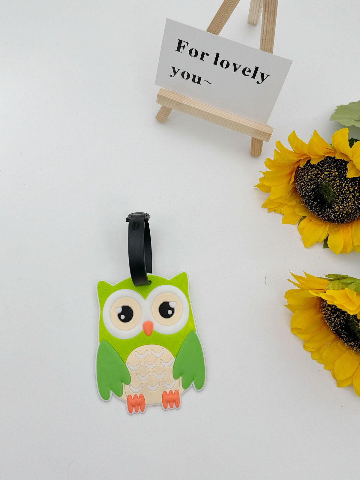 Owl-shaped 3D PVC Luggage Tag 3D Raised Soft Luggage Label for Suitcases