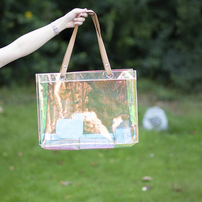 Iridescent Hologram Clear PVC Tote Bag