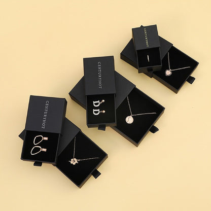 3.5" Solid Color Cardboard Jewelry Box Sponge Filled Gift Box Drawer Display Kraft Box