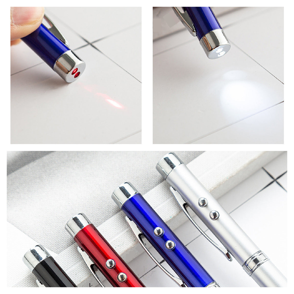 4" 1 Laser Pointer Multi Function Pen Retractable Teaching Pointer White Board Pointer Gift Box