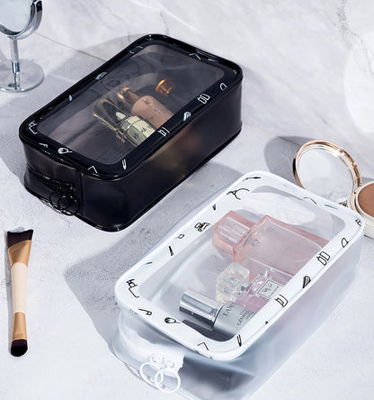 PVC Double Zippered Toiletry Bag Makeup Bag Handle Bag