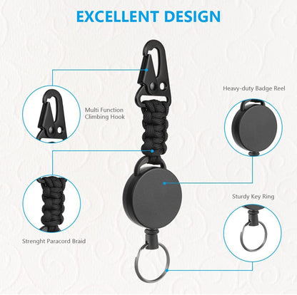 Retractable Badge Reel ID Holder Paracord Belt Clip