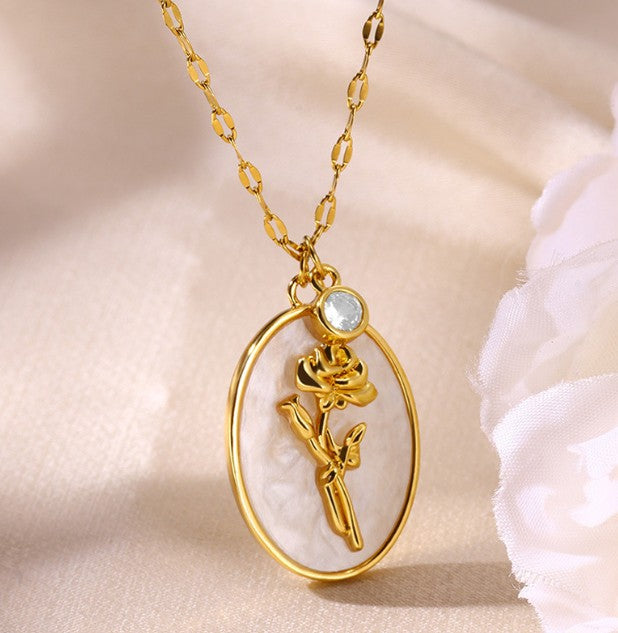 Gold Plated Iris Flower Necklace, Three-Dimensional Floral Necklace