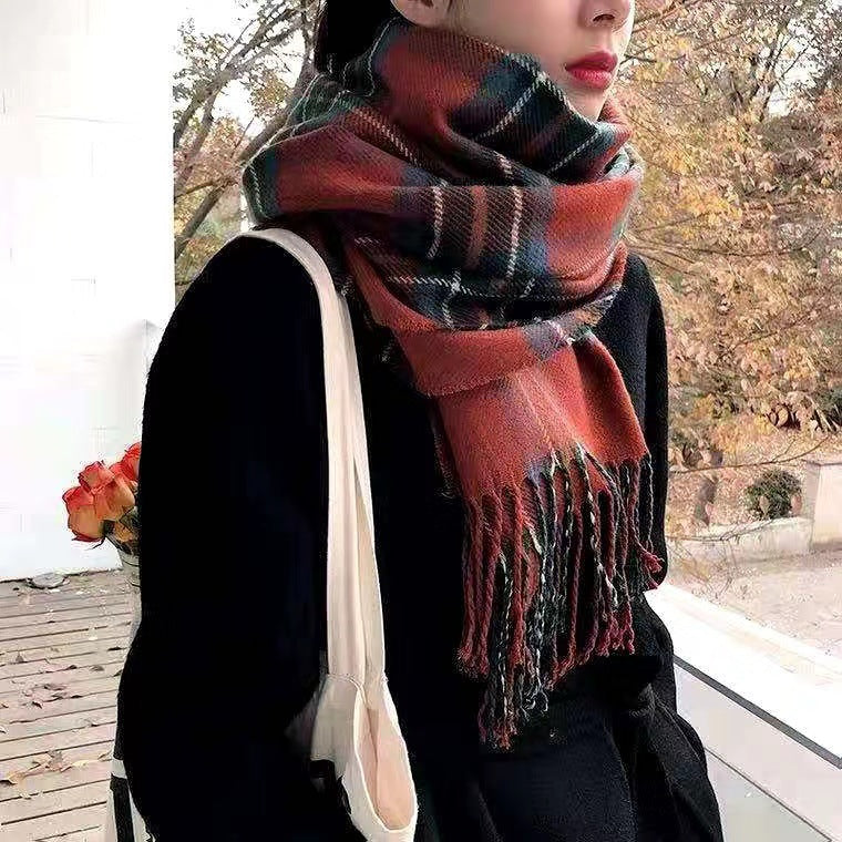 79'' Polyester Tartan Scarf Pashmina Shawls and Wraps Fringed Scarf - Embroidery