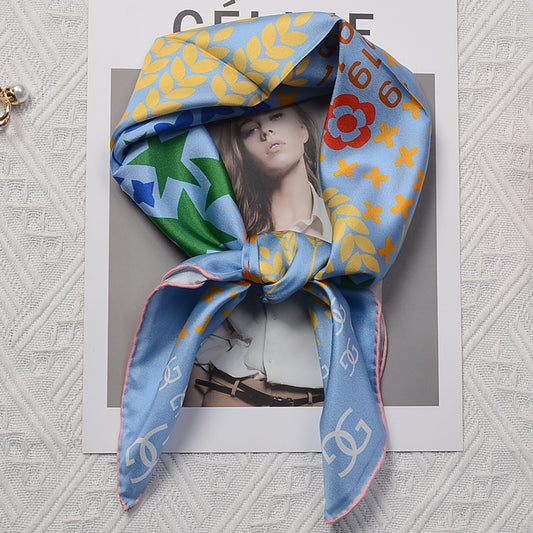 Custom 25" x 25" 100% Silk Hair Wrap Twill Silk Headband w/ Hand-Rolled Edges