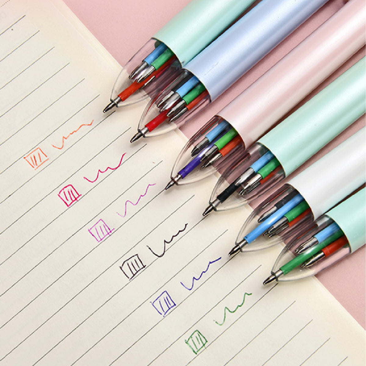 Glossy Pen Barrel 6-Color Pen Original Retractable Click Ballpoint Pen