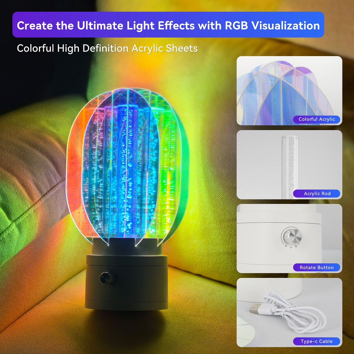 360 Rotating 3D Aurora Table Lamp Multicolor Night Light