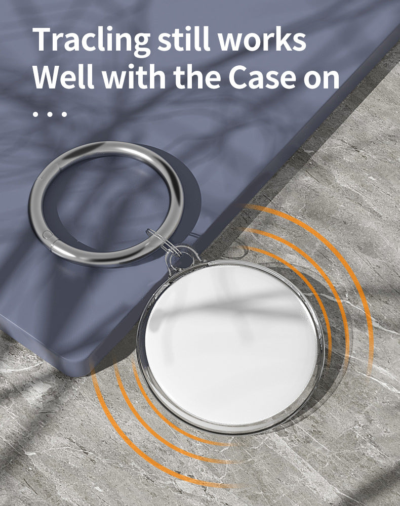 Circular Transparent TPU KeyTag Case Tracker Cover Anti-Lost Protector Holder W/ Key Chian