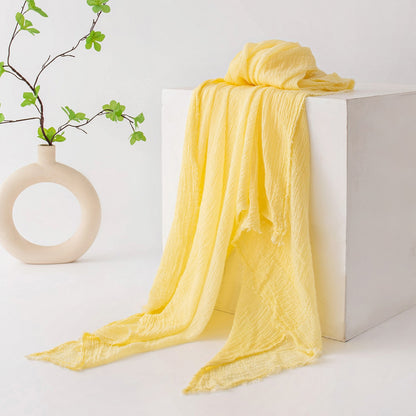 75'' Linen Feeling Scarf Pashmina Shawls Wraps Short Fringed Scarf Long Headscarf - Woven Label