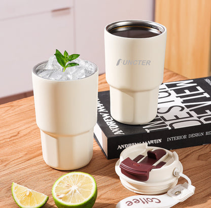 15oz Dual-Lid Insulated Water Bottle Travel Coffee Mug for Hot & Cold Drinks