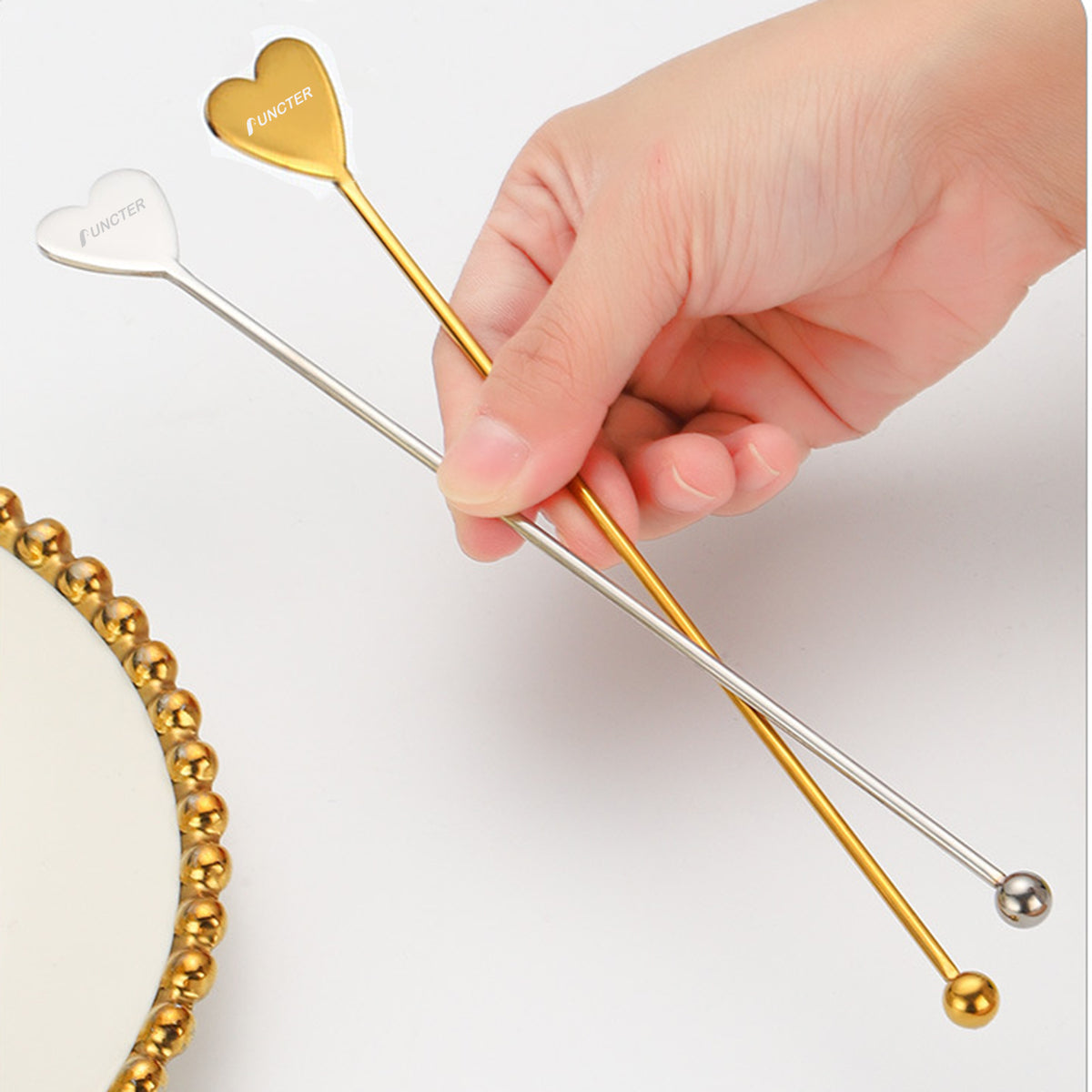 7.7 L Stainless Steel Poker Heart Top Cocktail Stirrers