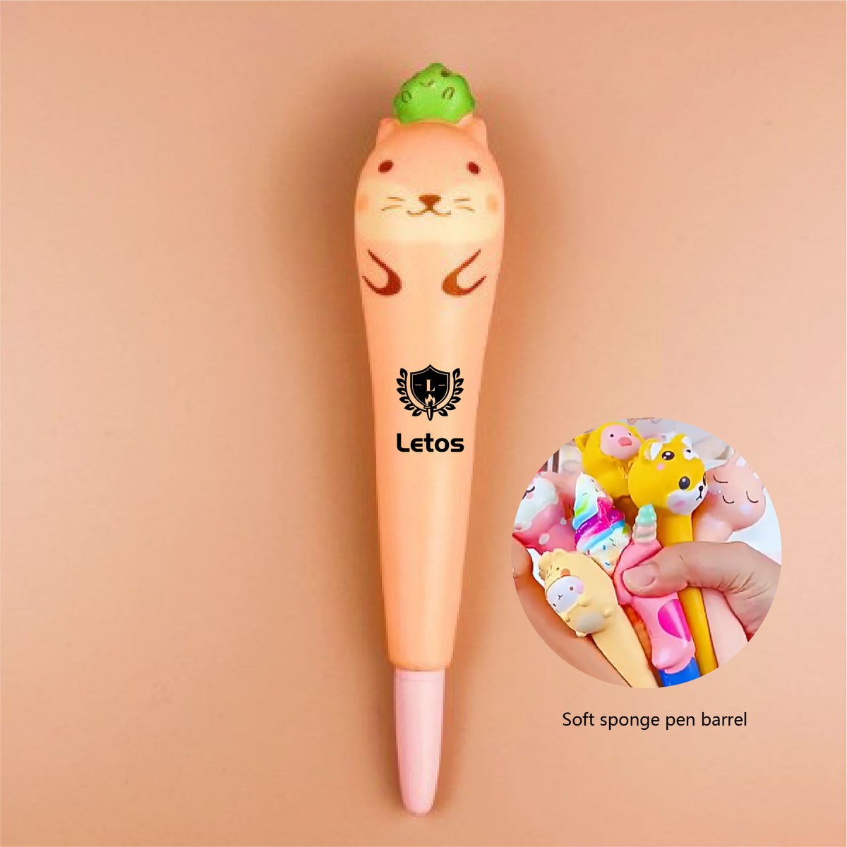 Sea Dog Stress Reliever Pen 2" 1 Squeeze Toy Pen PU Foam Gel Ink Pen