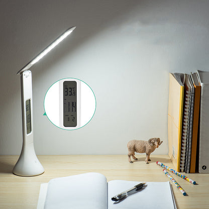 LED Foldable Dimmable Desk Lamp With Thermometer Calendar Clock