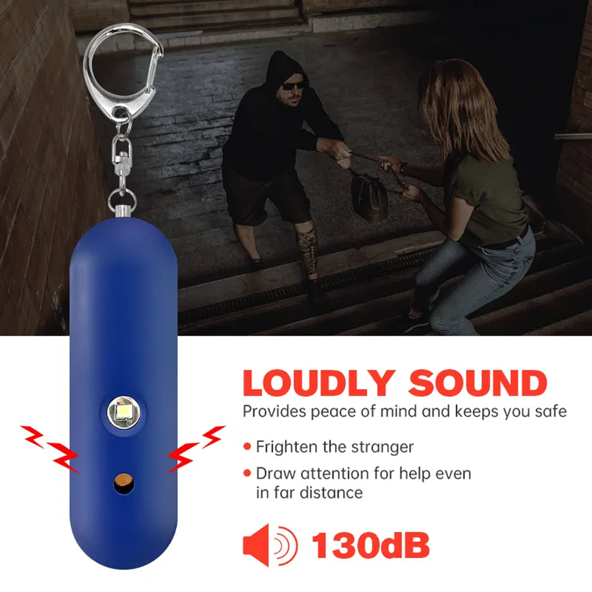 Waterproof Personal Alarm Safety Self Defense Keychain for Women