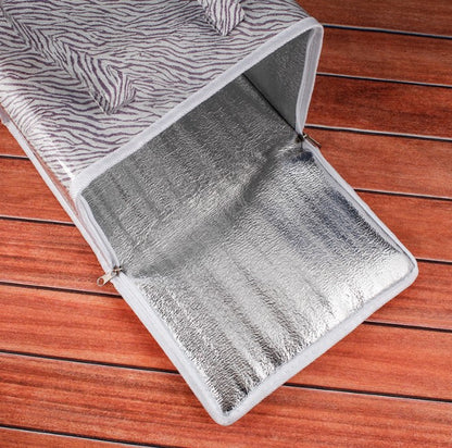 Insulated Lunch Bag with Inner Pocket Printed Canvas Fabric Reusable Cooler Tote Box(28*28*36cm)