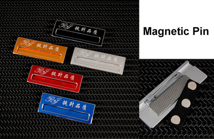 Professional Aluminum Alloy Name Tags Nameplate Badge with Safety Magnetic Pin & Window #16