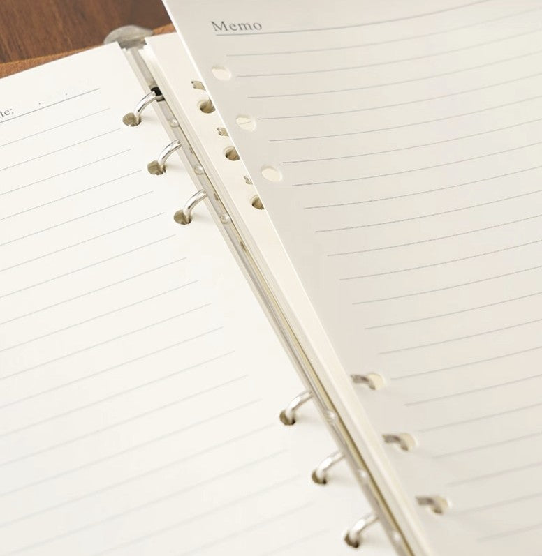 A5 Soft Lychee Texture Leather Binder Loose-leaf Notebook W/ Pen Holder