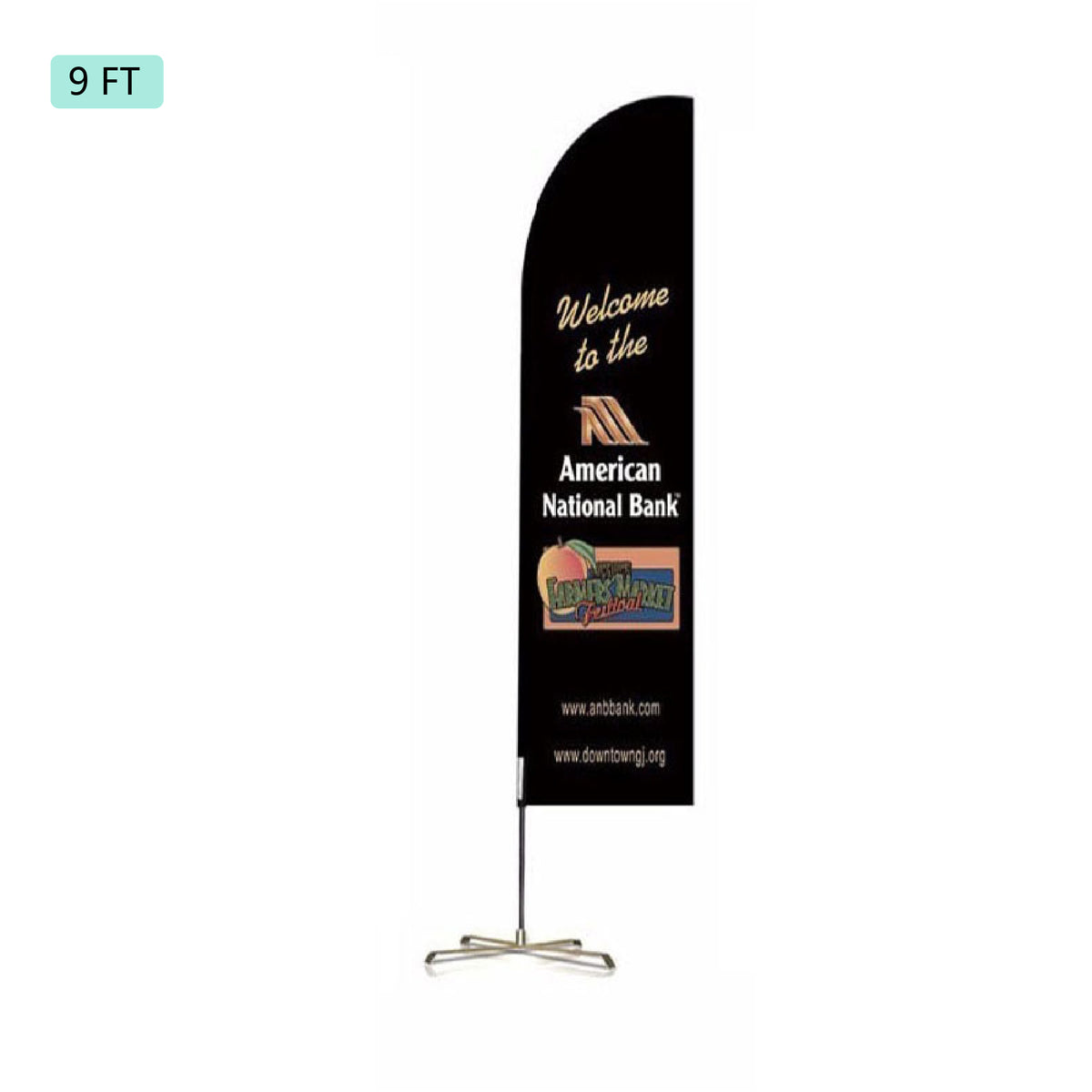 110" x 20" Advertising Feather Flag 9' Double Sided Flag Pole Kit Set Kit Iron Cross Base