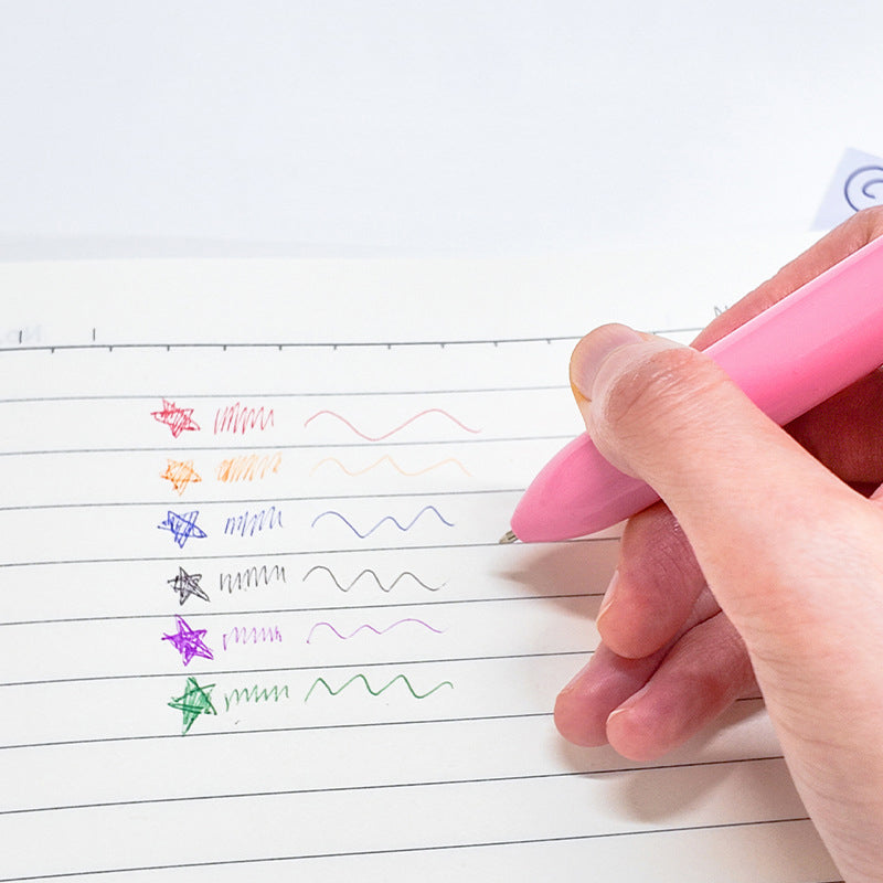 6-Color Click Pen Solid Color Pen Barrel Original Retractable Ballpoint Pen