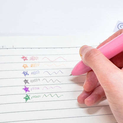 6-Color Click Pen Solid Color Pen Barrel Original Retractable Ballpoint Pen