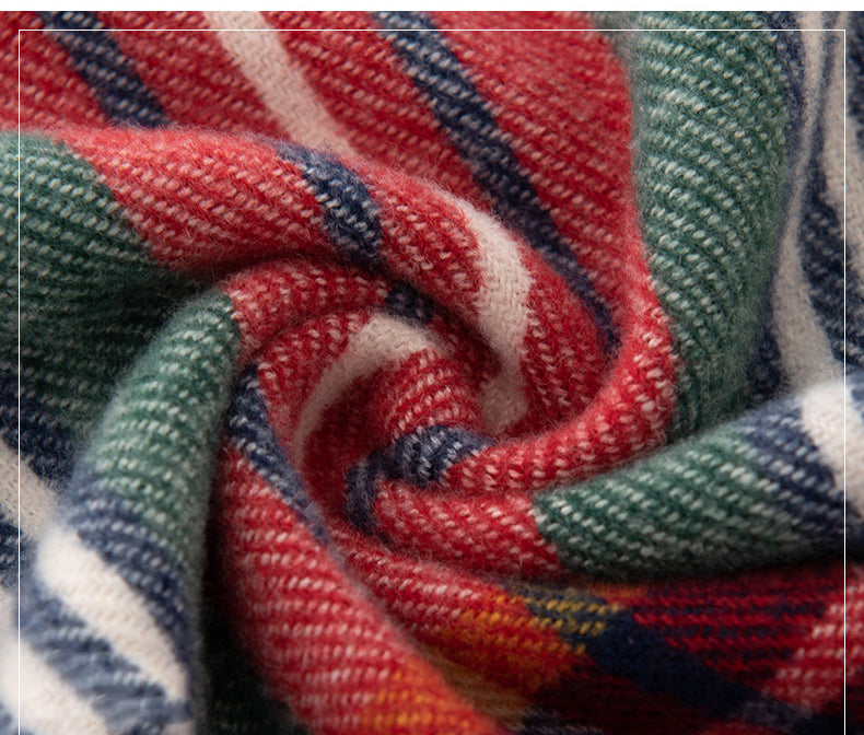 79'' Polyester Tartan Scarf Warm Autumn Winter Scarf Fringed Scarf - Woven Label