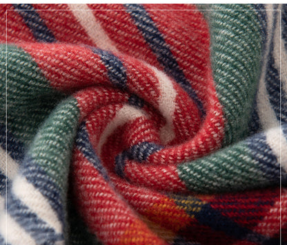79'' Polyester Tartan Scarf Warm Autumn Winter Scarf Fringed Scarf - Woven Label