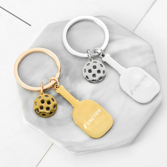 Mini Metal Pickleball Pendant Keychain Sport Keyring